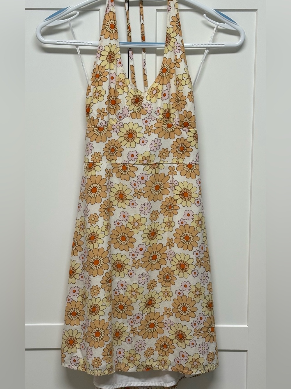 TEEN Floral Halter Dress in Yellow & Orange XS